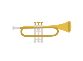 musical instrument trumpet on white background