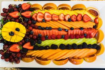 rainbow colorful fruit tray for party event 