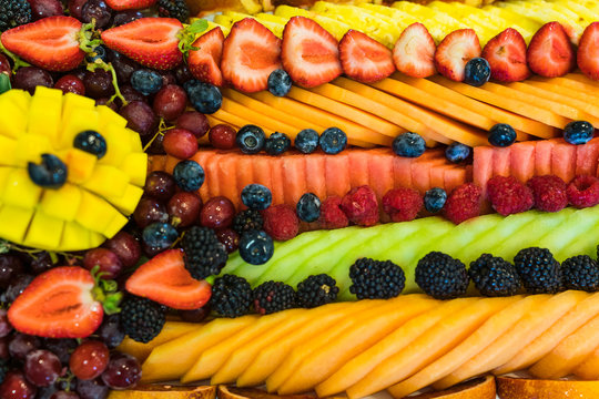 Rainbow Colorful Fruit Tray For Party Event 