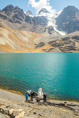 View of the Photo Shoot of the Couple in the Chiarqota Lagoon near Pico Austria