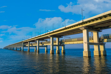 Osaka, Japan - October 29 2018: Sky Gate Bridge R connects  Kansai International Airport of Osaka to the Osaka mainland