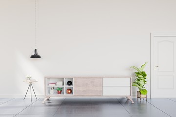 shelf tv in modern empty room,minimal design.