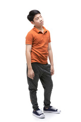 Fototapeta premium Angry boy isolated on white background.