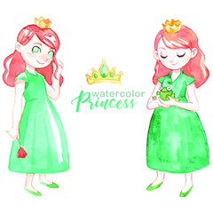 Lovely watercolor princess character
