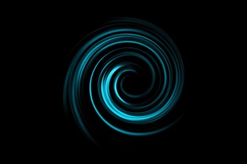 Abstract spiral tunnel with green circle spin on black background