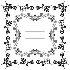 Decoration of invitation card, with border retro pattern of unique leaf floral frame. Vector