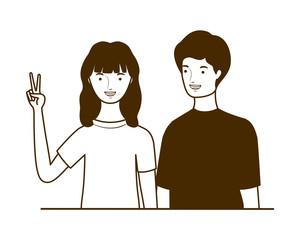 silhouette of couple of people standing on white background