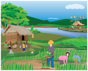 Obraz premium lifestyle of people at countryside vector design