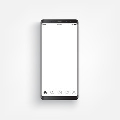 Modern realistic black smartphone. Smartphone with edge side style, 3D Vector illustration of cell phone.