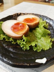 fried egg with salad