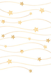 Background for greeting cards, golden stars and waves.