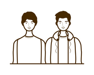 silhouette of men on white background