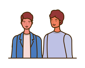 young men on white background