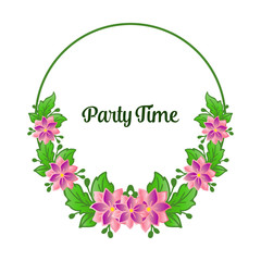 Party time invitation template design, with elegant leaf flower frame. Vector