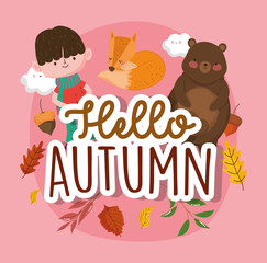 hello autumn season flat design