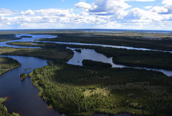 Aerial view from the sky by helicopter of the Opinaca Reservoir lakes (Quebec, Canada) © M. Mayoux
