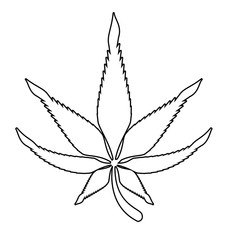 cannabis martihuana sativa hemp cartoon in black and white