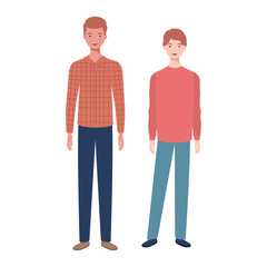 young men standing on white background