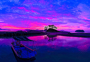 여수.사도.공륭. 발자국. 일출. 포구.항구.소나무.어촌