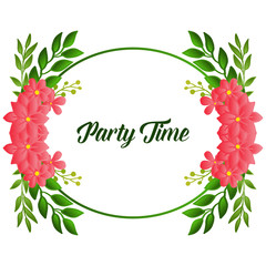 Motif of green foliage flower frame, for party time invitation card decoration. Vector