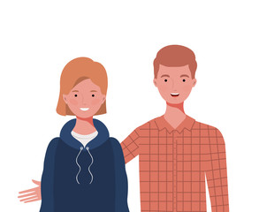 couple of people smiling on white background