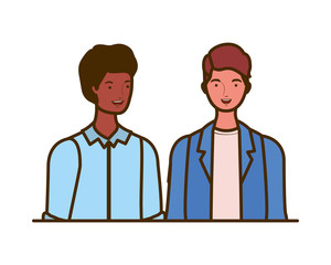 young men on white background