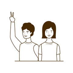 silhouette of couple of people standing on white background