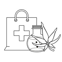 cannabis martihuana sativa hemp cartoon in black and white