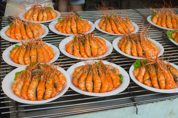 Steamed shrimp on a plate