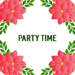 Design plant of green leaves and flower frame, for party time card various pattern. Vector