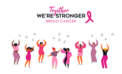 Fototapeta na wymiar Breast cancer awareness banner of diverse women