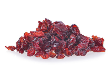 Dried cranberries isolated on white background