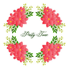 Various crowd of flower frame, for party time card template decoration. Vector