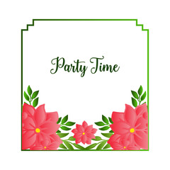 Decorative of frame with elegant green leaves and flower frame, for party time invitation card. Vector