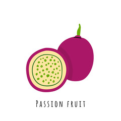 Passion fruit flat vector illustration