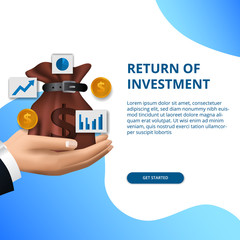 Return of investment concept business finance growth arrow success