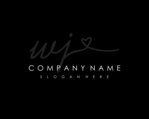 WJ Initial handwriting logo vector