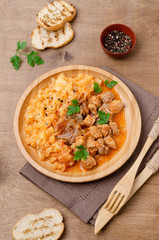 Stew meat with mashed vegetables