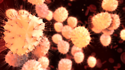 Cancer cell in human body causing tumors - 3D render