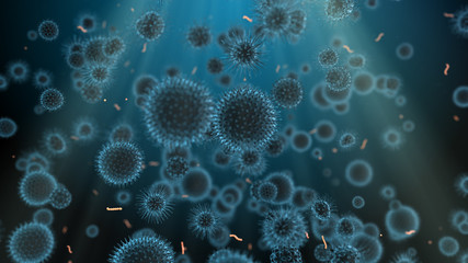 Vaccine resistant virus outbreak illness and disease in body - 3D render