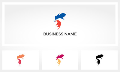 Obraz premium Chicken Rooster Head From Swooshed Lines Logo