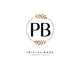 P B PB Beauty vector initial logo, handwriting logo of initial signature, wedding, fashion, jewerly, boutique, floral and botanical with creative template for any company or business.