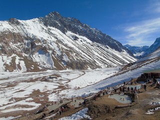 Hot springs of Valle Colina in the Cajon del Maipo, Cordillera de los Andes in Santiago, Chile
