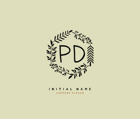 P D PD Beauty vector initial logo, handwriting logo of initial signature, wedding, fashion, jewerly, boutique, floral and botanical with creative template for any company or business.