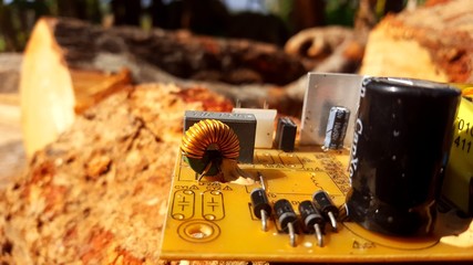 Home-scale electronic circuit boards.