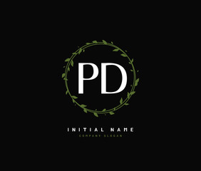 P D PD Beauty vector initial logo, handwriting logo of initial signature, wedding, fashion, jewerly, boutique, floral and botanical with creative template for any company or business.