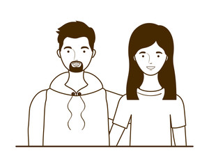 silhouette of couple of people standing on white background