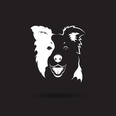 Vector of a border collie dog on black background. Pet. Animal. Dog logo or icon. Easy editable layered vector illustration. - obrazy, fototapety, plakaty