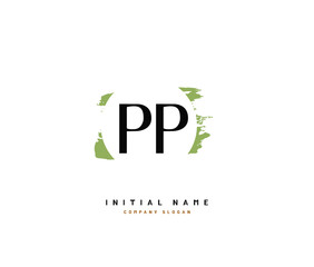 P PP Beauty vector initial logo, handwriting logo of initial signature, wedding, fashion, jewerly, boutique, floral and botanical with creative template for any company or business.
