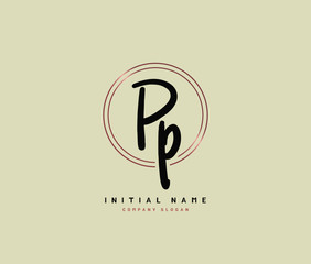 Fototapeta premium P PP Beauty vector initial logo, handwriting logo of initial signature, wedding, fashion, jewerly, boutique, floral and botanical with creative template for any company or business.
